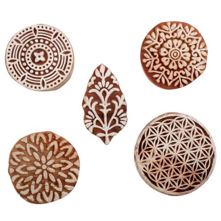 Set of 5 Piece New Mix Wooden Printing Blocks